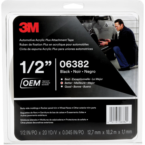 Ruban en acrylique de 3M pour l'automobile, 18 m (60') lo x 12,7 mm (1/2") la, 45 mils, Acrylique Seagulf Marine Industries Inc.