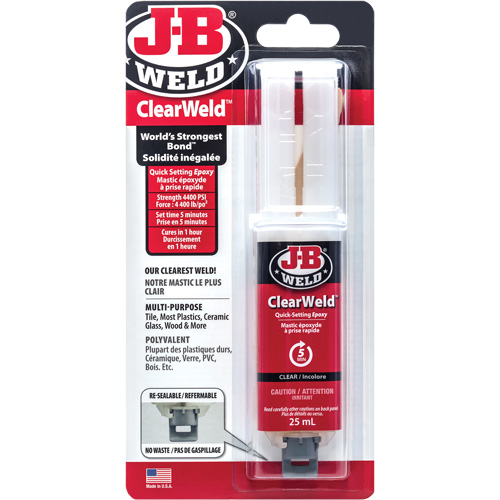Adh&eacute;sif ClearWeld, 25 ml, Seringue, Deux composants, Transparent Seagulf Marine Industries Inc.