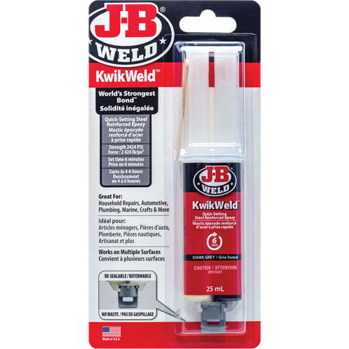 Adh&eacute;sif KwikWeld, 25 ml, Seringue, Deux composants, Gris Seagulf Marine Industries Inc.