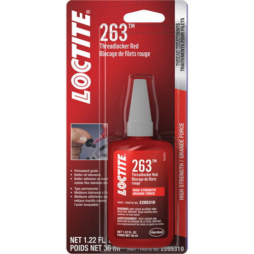 263 Threadlocker, Red, High, 36 ml, Bottle Seagulf Marine Industries Inc.