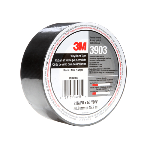 Rubans adh&eacute;sifs en vinyle 3903, 1245 mm (49") la x 46 m (151') lo, 6,5 mils, Noir Seagulf Marine Industries Inc.