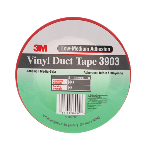 Rubans adh&eacute;sifs en vinyle 3903, 48 mm (2") la x 46 m (151') lo, 6,5 mils, Rouge Seagulf Marine Industries Inc.