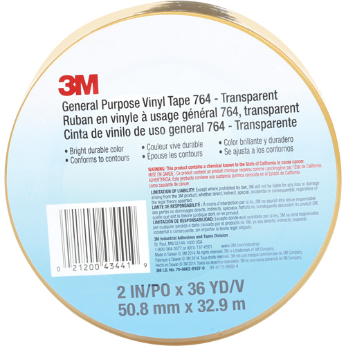 Ruban en vinyle pour travaux g&eacute;n&eacute;raux 764, 50,8 mm (2") la x 32,9 m (108') lo, 5 mils, Transparent Seagulf Marine Industries Inc.