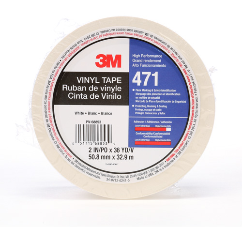 471 Vinyl Tape, 50.8 mm (2") W x 32.9 m (108') L, 5.2 mils, White Seagulf Marine Industries Inc.
