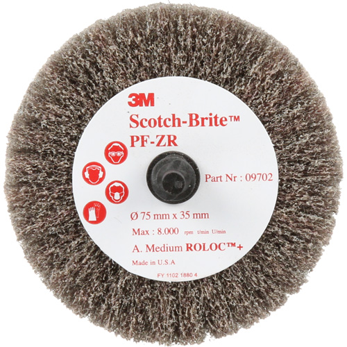 Disque de tronçonnage et de polissage Scotch-Brite Roloc, Oxyde d'aluminium, Grain Moyen, 3" x 1-3/8" x 1/4" Seagulf Marine Industries Inc.