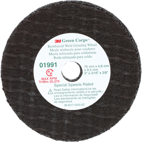Green Corps Cut-Off Wheel, 3" x 0.188", 3/8" Arbor, Type 1, Aluminum Oxide, 35000 RPM Seagulf Marine Industries Inc.