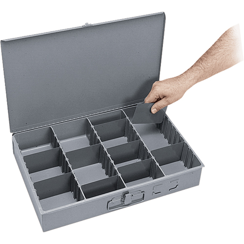 Adjustable Compartment Boxes, Steel, Variable Slots, 18" W x 12" D x 3" H, Grey Seagulf Marine Industries Inc.