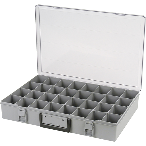 Compartment Case, Plastic, 32 Slots, 18-1/2" W x 13" D x 3" H, Grey Seagulf Marine Industries Inc.