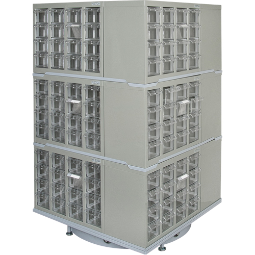 Heavy-Duty Industrial Carousel Drawer Cabinet, Steel, 192 Drawers, 27" W x 27" D x 48" H, Grey Seagulf Marine Industries Inc.