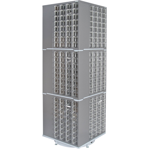 Heavy-Duty Industrial Carousel Drawer Cabinet, Steel, 384 Drawers, 27" W x 27" D x 80" H, Grey Seagulf Marine Industries Inc.