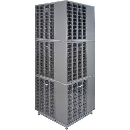 Heavy-Duty Industrial Carousel Drawer Cabinet, Steel, 480 Drawers, 27" W x 27" D x 80" H, Grey Seagulf Marine Industries Inc.