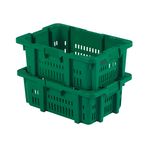 Contenant en plastique Stack-N-Nest pour la manutention des aliments, 16" x 23,9" x 8,8", Vert Seagulf Marine Industries Inc.