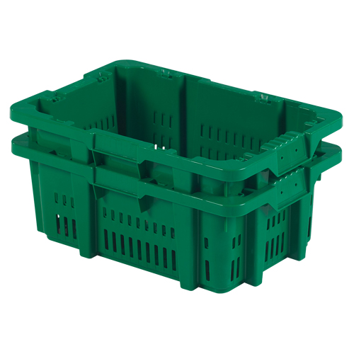 Contenant en plastique Stack-N-Nest pour la manutention des aliments, 16" x 23,9" x 8,8", Vert Seagulf Marine Industries Inc.