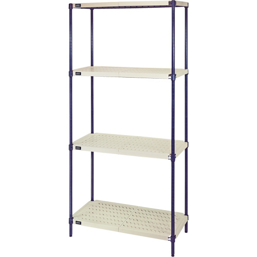 &eacute;tag&egrave;re en fils m&eacute;talliques avec tablettes en plastique, Cadre en fils m&eacute;talliques avec tablettes en plastique, Sans boulons, Capacit&eacute; 600 lb, 30" la x 72" h x 18" p Seagulf Marine Industries Inc.