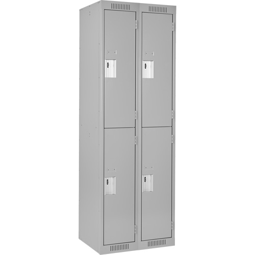 Clean Line Lockers, 2 -tier, Bank of 2, 24" x 18" x 72", Steel, Grey, Rivet (Assembled) Seagulf Marine Industries Inc.