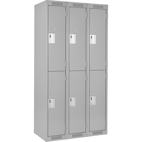 Clean Line Lockers, 2 -tier, Bank of 3, 36" x 18" x 72", Steel, Grey, Rivet (Assembled) Seagulf Marine Industries Inc.
