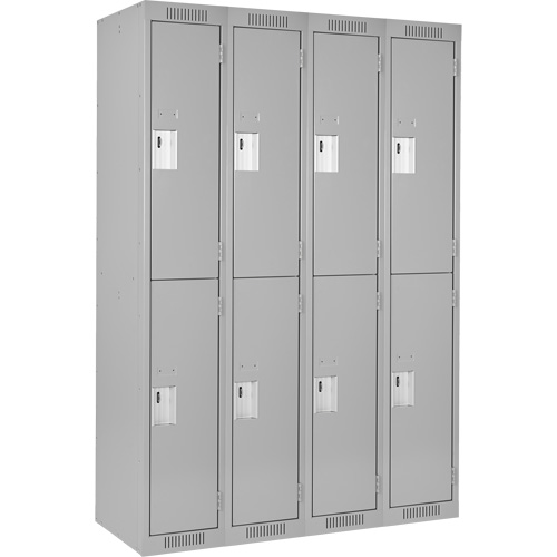 Clean Line Lockers, 2 -tier, Bank of 4, 48" x 18" x 72", Steel, Grey, Rivet (Assembled) Seagulf Marine Industries Inc.