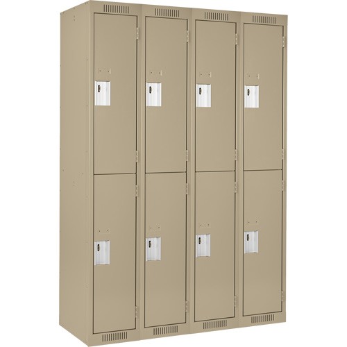 Clean Line Lockers, 2 -tier, Bank of 4, 48" x 18" x 72", Steel, Beige, Rivet (Assembled) Seagulf Marine Industries Inc.