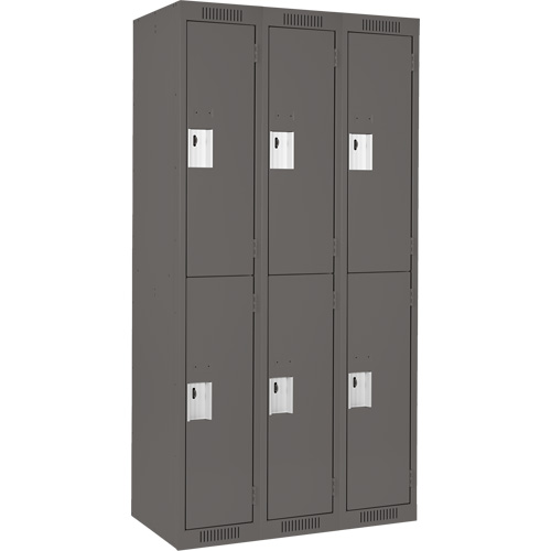 Clean Line Lockers, 2 -tier, Bank of 3, 36" x 18" x 72", Steel, Charcoal, Rivet (Assembled) Seagulf Marine Industries Inc.
