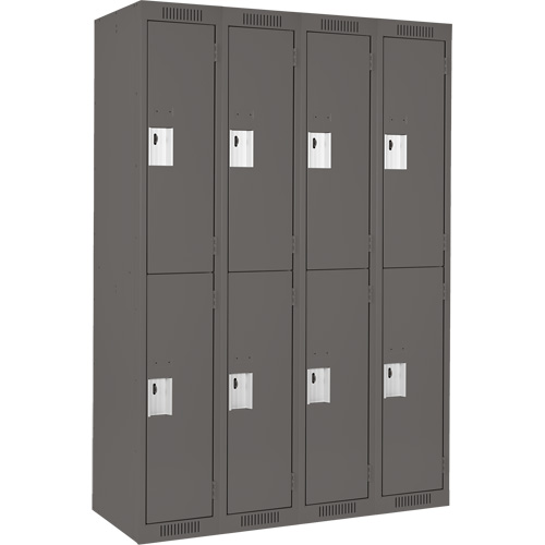 Clean Line Lockers, 2 -tier, Bank of 4, 48" x 18" x 72", Steel, Charcoal, Rivet (Assembled) Seagulf Marine Industries Inc.