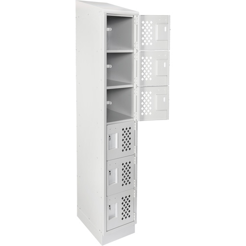 Assembled Lockerettes Clean Line Perforated Economy Lockers, 6 -tier, 18" x 72" x 12", Steel Seagulf Marine Industries Inc.