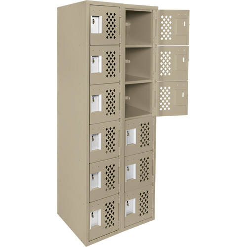 Clean-Line Perforated Lockerette, 6 -tier, Bank of 2, 15" x 72" x 12", Steel Seagulf Marine Industries Inc.