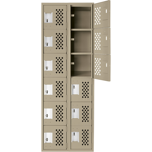 Clean-Line Perforated Lockerette, 6 -tier, Bank of 2, 15" x 72" x 12", Steel Seagulf Marine Industries Inc.