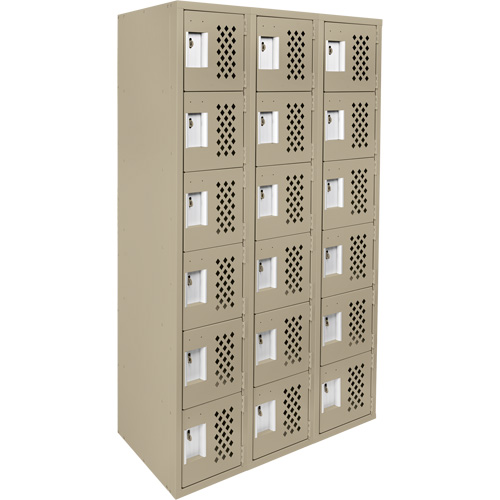 Clean-Line Perforated Lockerette, 6 -tier, Bank of 3, 15" x 72" x 12", Steel Seagulf Marine Industries Inc.