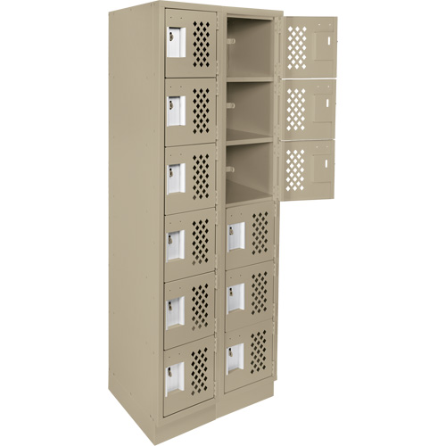 Clean-Line Perforated Lockerette, 6 -tier, Bank of 2, 12" x 72" x 12", Steel Seagulf Marine Industries Inc.