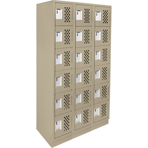 Clean-Line Perforated Lockerette, 6 -tier, Bank of 3, 12" x 72" x 12", Steel Seagulf Marine Industries Inc.