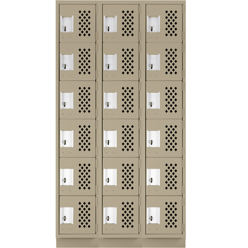 Clean-Line Perforated Lockerette, 6 -tier, Bank of 3, 12" x 72" x 12", Steel Seagulf Marine Industries Inc.