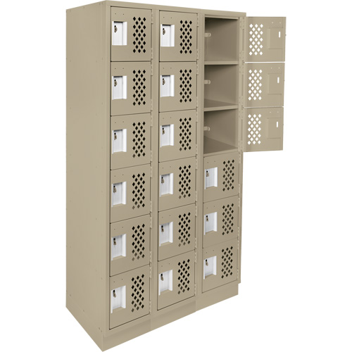 Clean-Line Perforated Lockerette, 6 -tier, Bank of 3, 12" x 72" x 12", Steel Seagulf Marine Industries Inc.