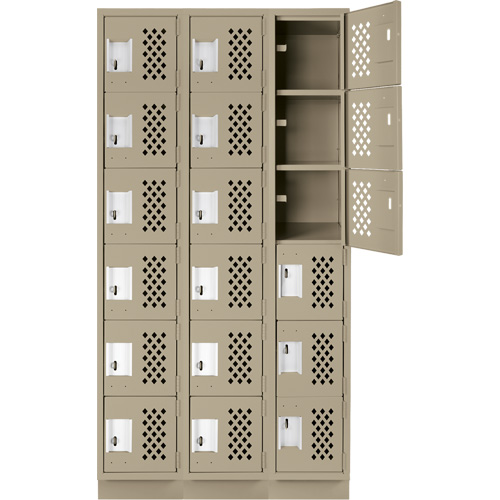 Clean-Line Perforated Lockerette, 6 -tier, Bank of 3, 12" x 72" x 12", Steel Seagulf Marine Industries Inc.