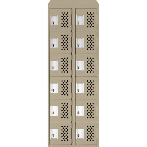 Clean-Line Perforated Lockerette, 6 -tier, Bank of 2, 15" x 72" x 12", Steel Seagulf Marine Industries Inc.