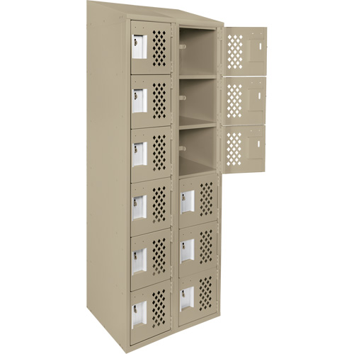 Clean-Line Perforated Lockerette, 6 -tier, Bank of 2, 15" x 72" x 12", Steel Seagulf Marine Industries Inc.