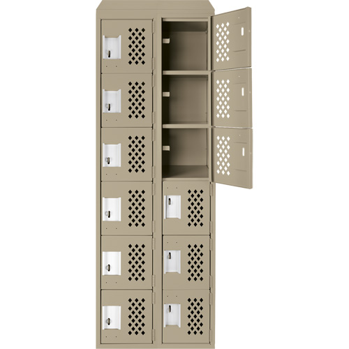 Clean-Line Perforated Lockerette, 6 -tier, Bank of 2, 15" x 72" x 12", Steel Seagulf Marine Industries Inc.