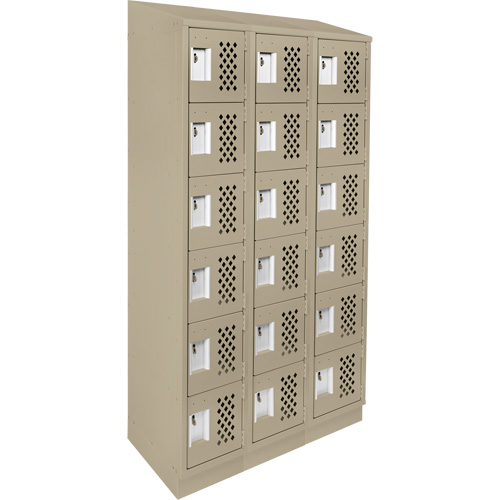 Assembled Lockerettes Clean Line Perforated Economy Lockers, 6 -tier, Bank of 3, 18" x 72" x 12", Steel Seagulf Marine Industries Inc.