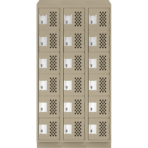 Assembled Lockerettes Clean Line Perforated Economy Lockers, 6 -tier, Bank of 3, 18" x 72" x 12", Steel Seagulf Marine Industries Inc.