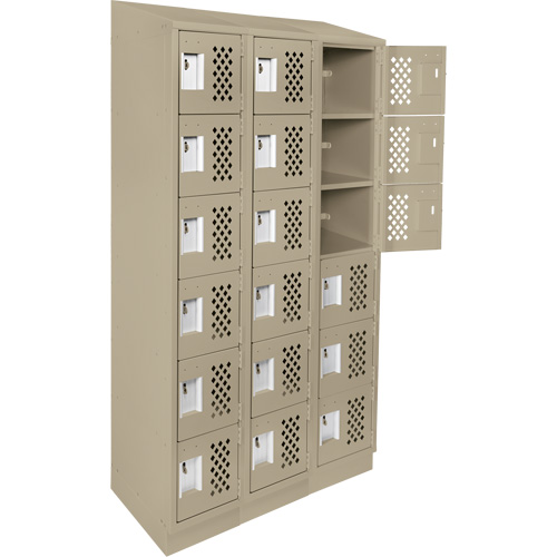 Assembled Lockerettes Clean Line Perforated Economy Lockers, 6 -tier, Bank of 3, 18" x 72" x 12", Steel Seagulf Marine Industries Inc.
