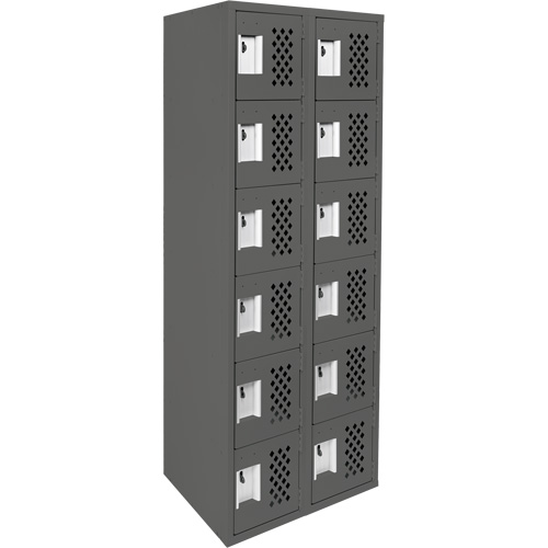 Clean-Line Perforated Lockerette, 6 -tier, Bank of 2, 15" x 72" x 12", Steel Seagulf Marine Industries Inc.