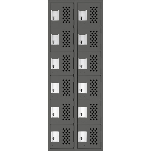 Clean-Line Perforated Lockerette, 6 -tier, Bank of 2, 15" x 72" x 12", Steel Seagulf Marine Industries Inc.