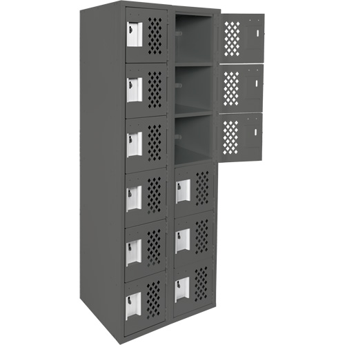 Clean-Line Perforated Lockerette, 6 -tier, Bank of 2, 15" x 72" x 12", Steel Seagulf Marine Industries Inc.