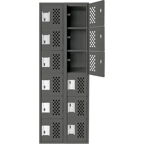 Clean-Line Perforated Lockerette, 6 -tier, Bank of 2, 15" x 72" x 12", Steel Seagulf Marine Industries Inc.