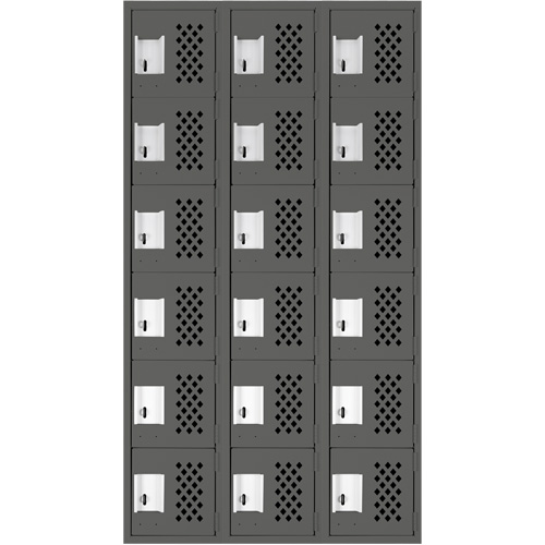 Clean-Line Perforated Lockerette, 6 -tier, Bank of 3, 15" x 72" x 12", Steel Seagulf Marine Industries Inc.