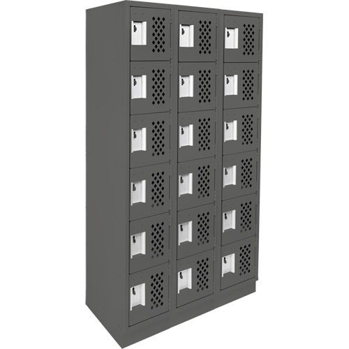 Clean-Line Perforated Lockerette, 6 -tier, Bank of 3, 12" x 72" x 12", Steel Seagulf Marine Industries Inc.