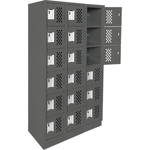 Clean-Line Perforated Lockerette, 6 -tier, Bank of 3, 12" x 72" x 12", Steel Seagulf Marine Industries Inc.