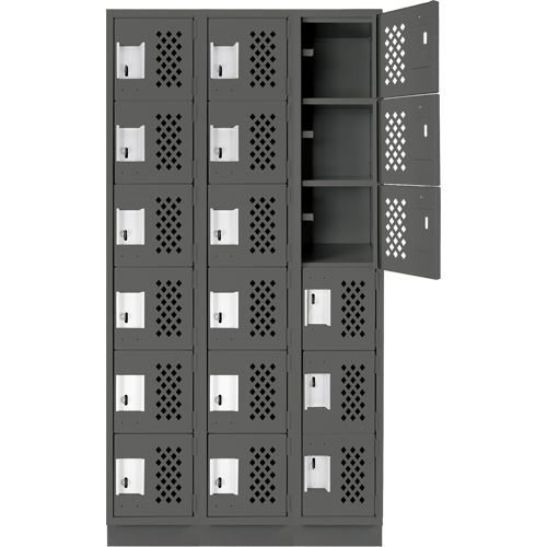 Clean-Line Perforated Lockerette, 6 -tier, Bank of 3, 12" x 72" x 12", Steel Seagulf Marine Industries Inc.