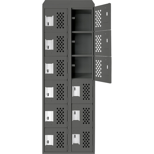 Petit casier perfor&eacute; Clean-Line, 6 niveaux, Bloc de 2, 15" x 72" x 12", Acier Seagulf Marine Industries Inc.