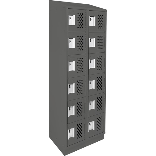 Assembled Lockerettes Clean Line Perforated Economy Lockers, 6 -tier, Bank of 2, 18" x 72" x 12", Steel Seagulf Marine Industries Inc.