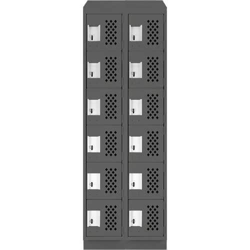 Assembled Lockerettes Clean Line Perforated Economy Lockers, 6 -tier, Bank of 2, 18" x 72" x 12", Steel Seagulf Marine Industries Inc.